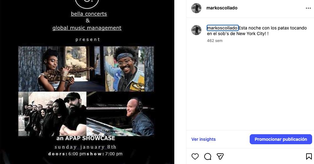 La publicación del SOB's de Nueva York, con Patax