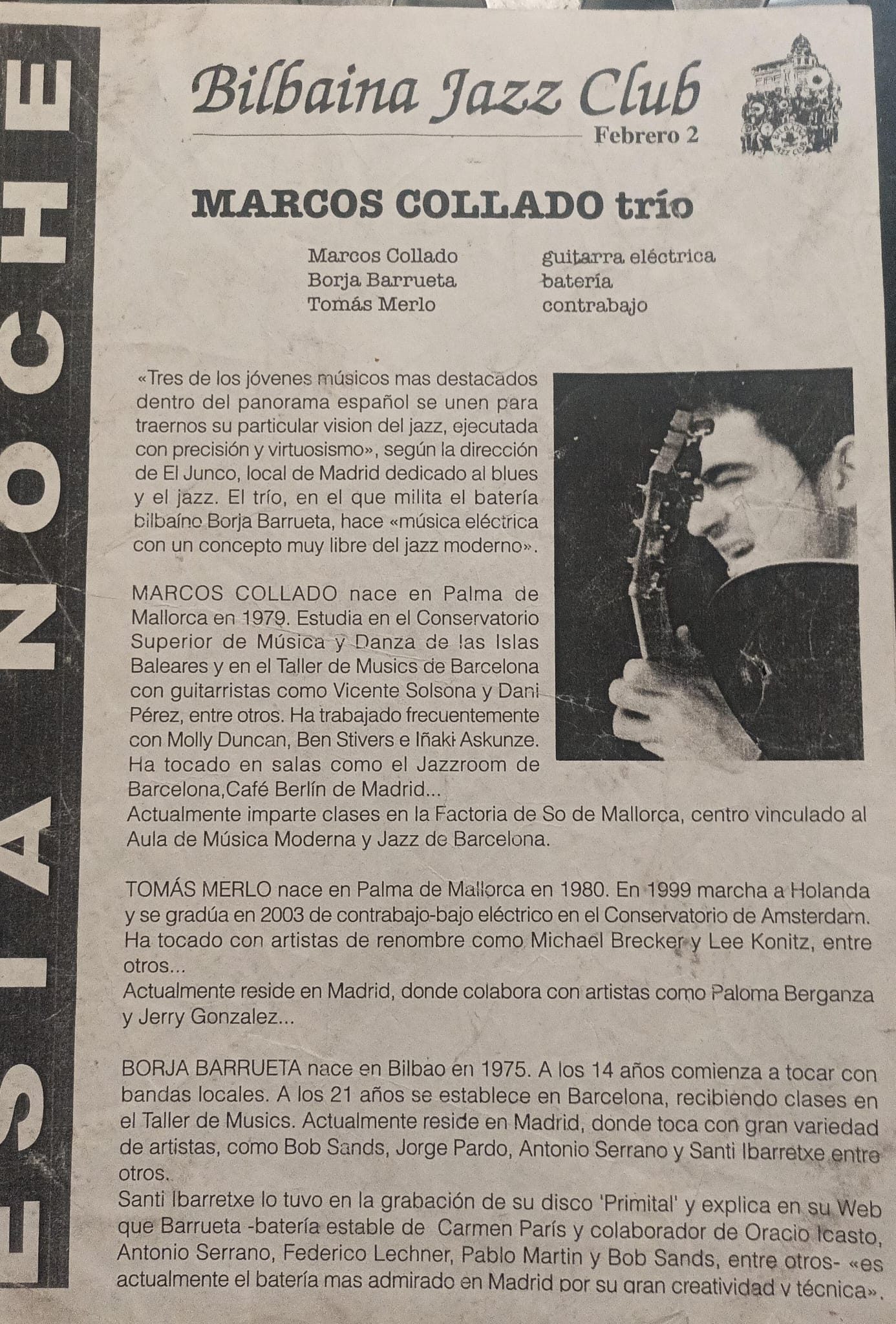 Marcos Collado trío, con Borja Barrueta y Tomás Merlo