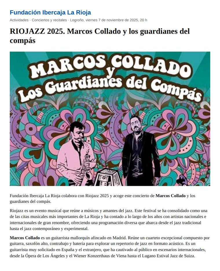 Riojazz 2025 · Marcos Collado y los Guardianes del Compás