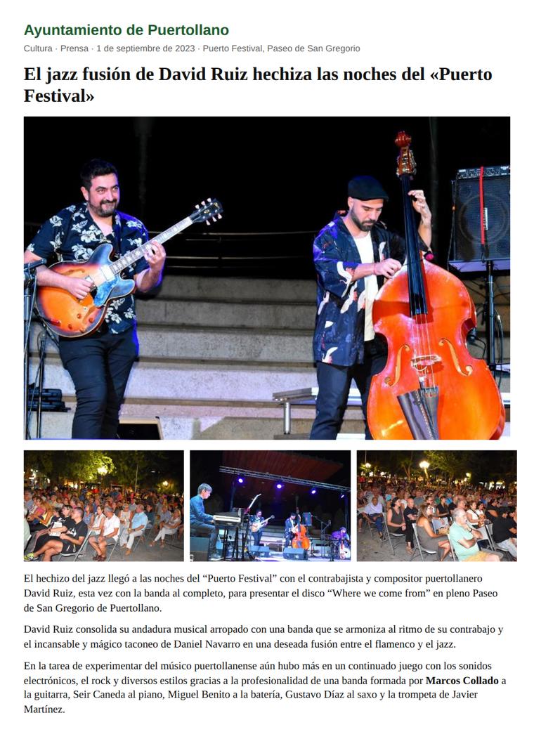 El jazz fusión de David Ruiz hechiza las noches del Puerto Festival · Marcos Collado a la guitarra