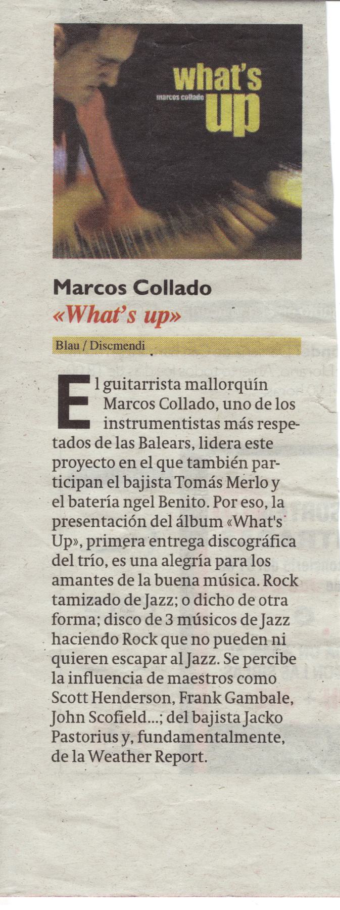 Marcos Collado «What's Up» (crítica del disco)
