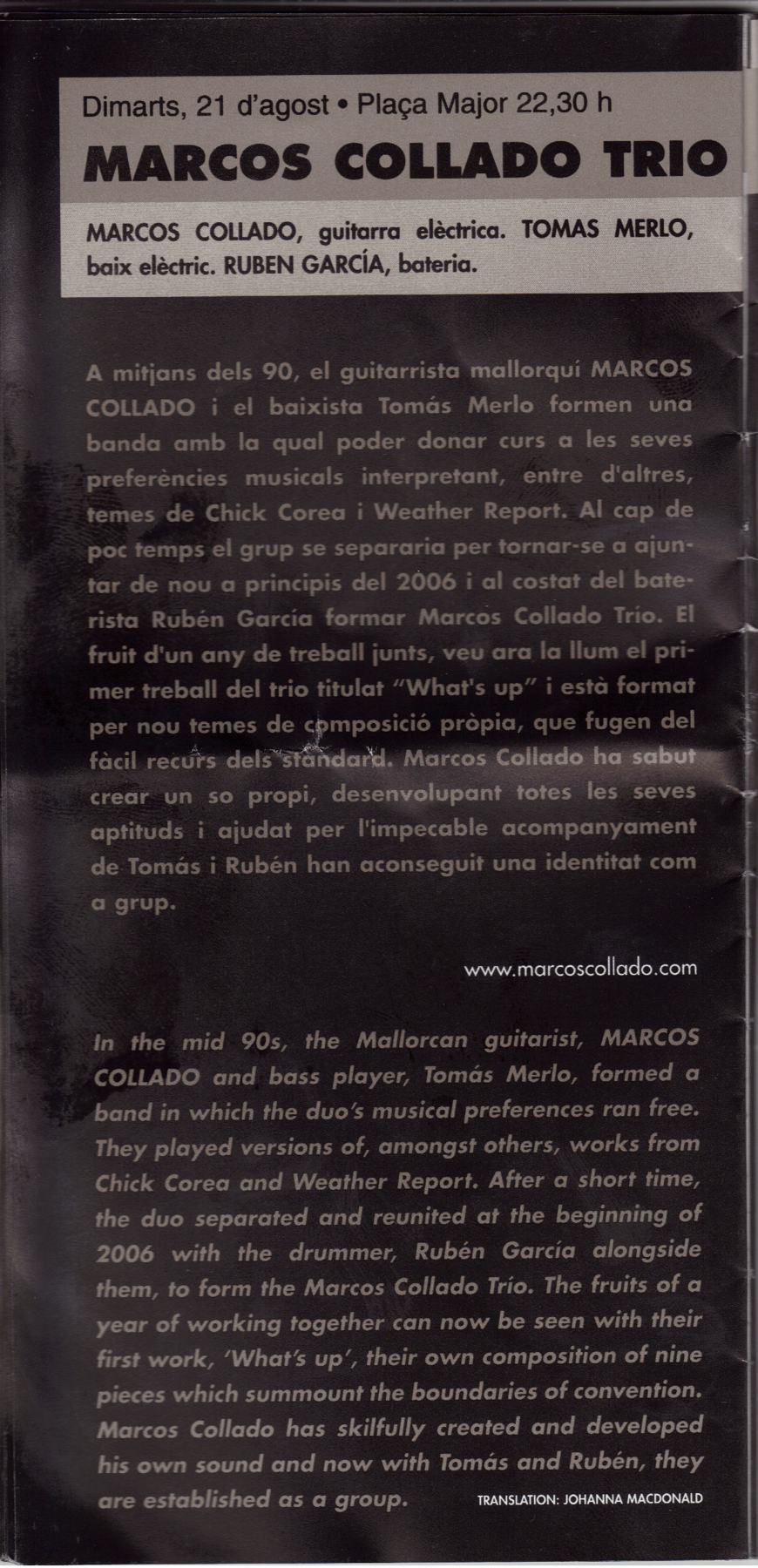 Ficha del concierto en la Plaça Major
